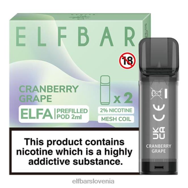 elfbar elfa napolnjena kapsula - 2 ml - 20 mg (2 paketa) 42VJN127 brusnično grozdje