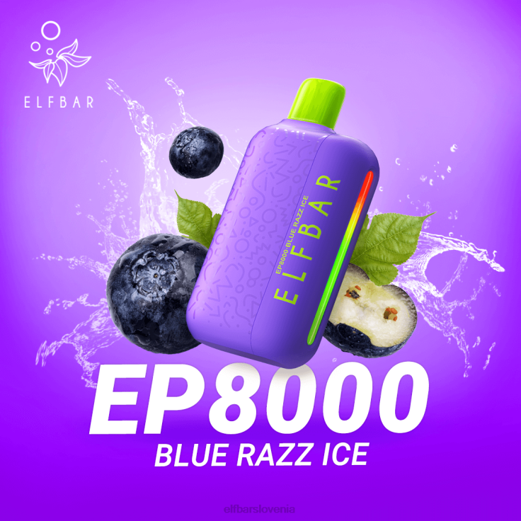 ELFBAR Vape za enkratno uporabo new ep8000 puffs modri razz led 80DD665