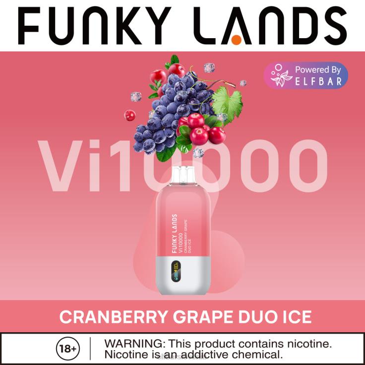 ELFBAR funky lands najboljši okus za enkratno uporabo vape vi10000 ledena serija brusnični grozdni duo led 80DD6156